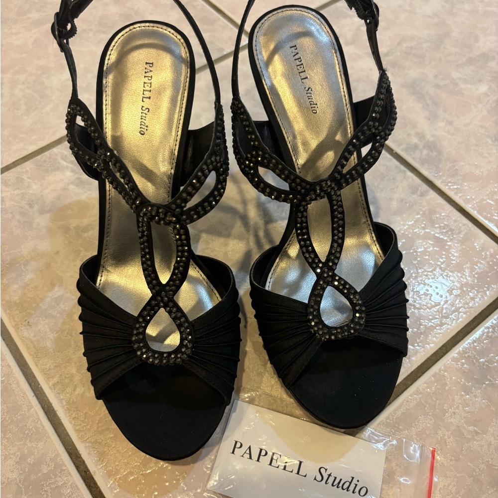 Adrianna Papell Black Strappy Heels